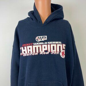 Boston Red Sox 2007 Word Series Champs Hoodie Sweatshirt MLB Baseball Blue XL